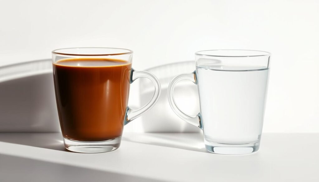 vergleich espresso und wasser tasse
